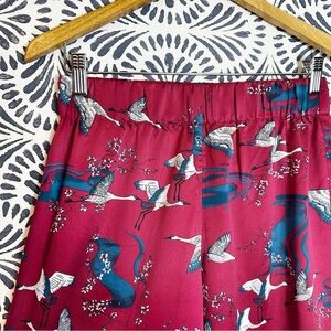 Adore Me Satin Wide Leg Dancing Crane Sleep Lounge Pants FLAW